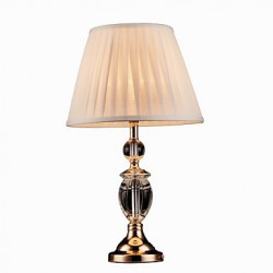 Iron Desk Lamp with Crystal Pillar Cloth Shade Classic Lighting