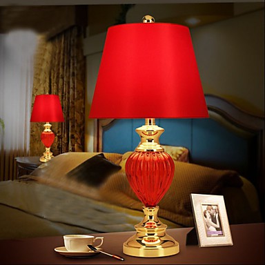 red bedside lamp