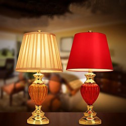 Simple European Style wedding Lamp Glass Red Bedroom Bedside Lamp