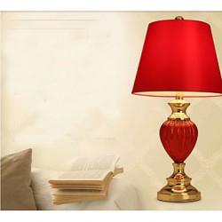 Simple European Style wedding Lamp Glass Red Bedroom Bedside Lamp