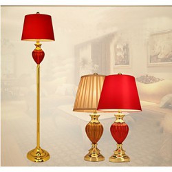Simple European Style wedding Lamp Glass Red Bedroom Bedside Lamp