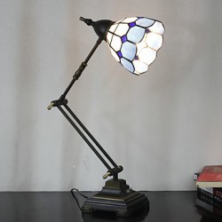 Grid Pattern Swing Arm Table Lamp, 1 Light, Iron Glass Painting