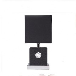 Cloth Art Leather Bedroom Bedside Clock Small Desk Lamp