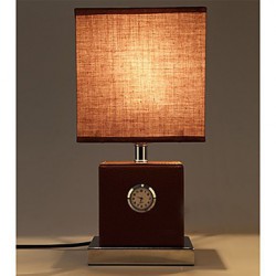 Cloth Art Leather Bedroom Bedside Clock Small Desk Lamp