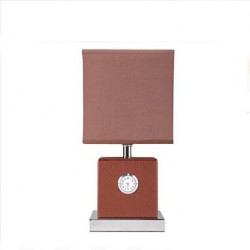 Cloth Art Leather Bedroom Bedside Clock Small Desk Lamp