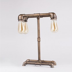 Loft American Industrial Style Pipe Desk Lamp Table Light Edison Light Source For Study Working-FJ-DT2X1-030A0