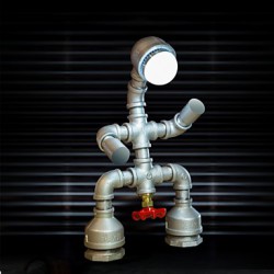 Vintage Nostalgic Industrial Water Pipe Robot Table Lamp Reading Beside Bedroom Home Decor Modern Light-FJ-DT1S-005A0