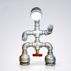 Vintage Nostalgic Industrial Water Pipe Robot Table Lamp Reading Beside Bedroom Home Decor Modern Light-FJ-DT1S-005A0