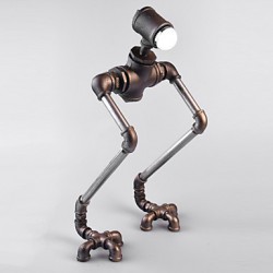 New Robot Light Modern Long Legs Brother Handmade Industrial Vintage Water Pipe Plumbing Pipe Robot Desk Lamp-B007