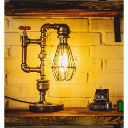 E27 Vintage Edsion Bulb Table Lamp Light Water Pipe Desk Lamp Indoor Lighting 110-220V Bulb-FJ-DT2S-038A0