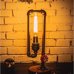 110-220V Vintage Edison Bulb Table Lamp Light Water Pipe Desk Lamp Indoor Lighting E27 Bulb-FJ-DT2S-036A0