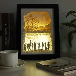 23*23*6CM Christmas Present Novel 3 D Sketch Paper Carving Lamp Creative Mural Frame Lamp Light Led