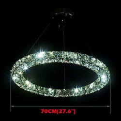 LED Crystal Pendant Light Lighting Modern Single D70CM Three Sides K9 Crystal Indoor Ceiling Lights Lamp Fixtures