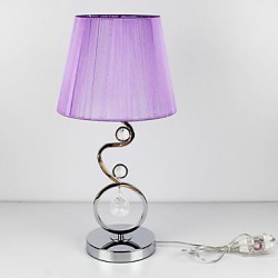 Contemporary Table Light with Elegant Pink Pleated Fabric Shade Crystal Decor 220-240V