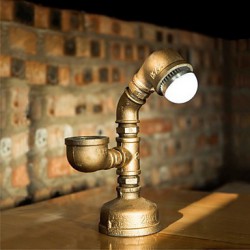 2015 Industrial Steampunk Custom Desk Pipe Lamp Led Bulb Working Valve Switch Vintage Water Pipe Metal Iron Light-B013