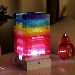 12*12*24CM Creative Diy Colorful Wood Blocks Concept Touch Small Night Light Lamp Light Led