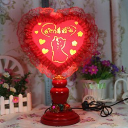 Valentine'S Day Heart-Shaped Red Cloth Creative Marriage Home Furnishing Articles Practical Desk Lamp Led Light