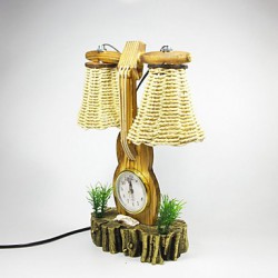 Valentine'S Day Creative Furnishing Articles Gifts Boutique Handicraft The Violin With Wooden Clock Desk Lamp Led Light