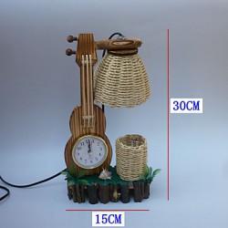 Valentine'S Day Creative Furnishing Articles Gifts Boutique Handicraft The Violin With Wooden Clock Desk Lamp Led Light