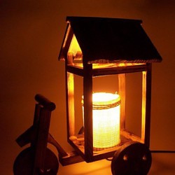 Valentine'S Day Creative Vintage Wooden Desk Lamp Gift Led Light